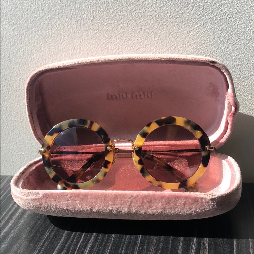 Miu Miu Round Tortoise Sunglasses - SMU 13N
